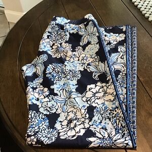 Lilly Pulitzer Navy, Light Blue & White Floral palazzo pants
